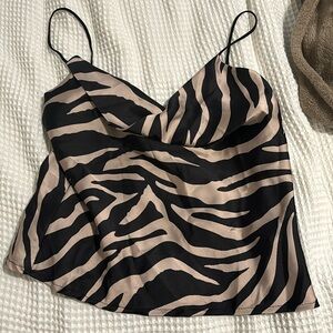 Zebra print cowl neck tank